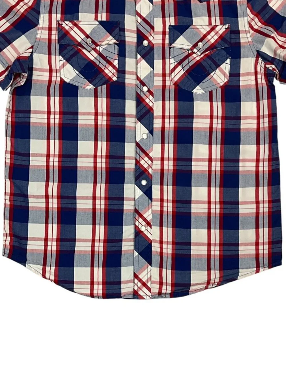 True Religion Pearl Snap Western Shirt M Red White Blue Patriotic
